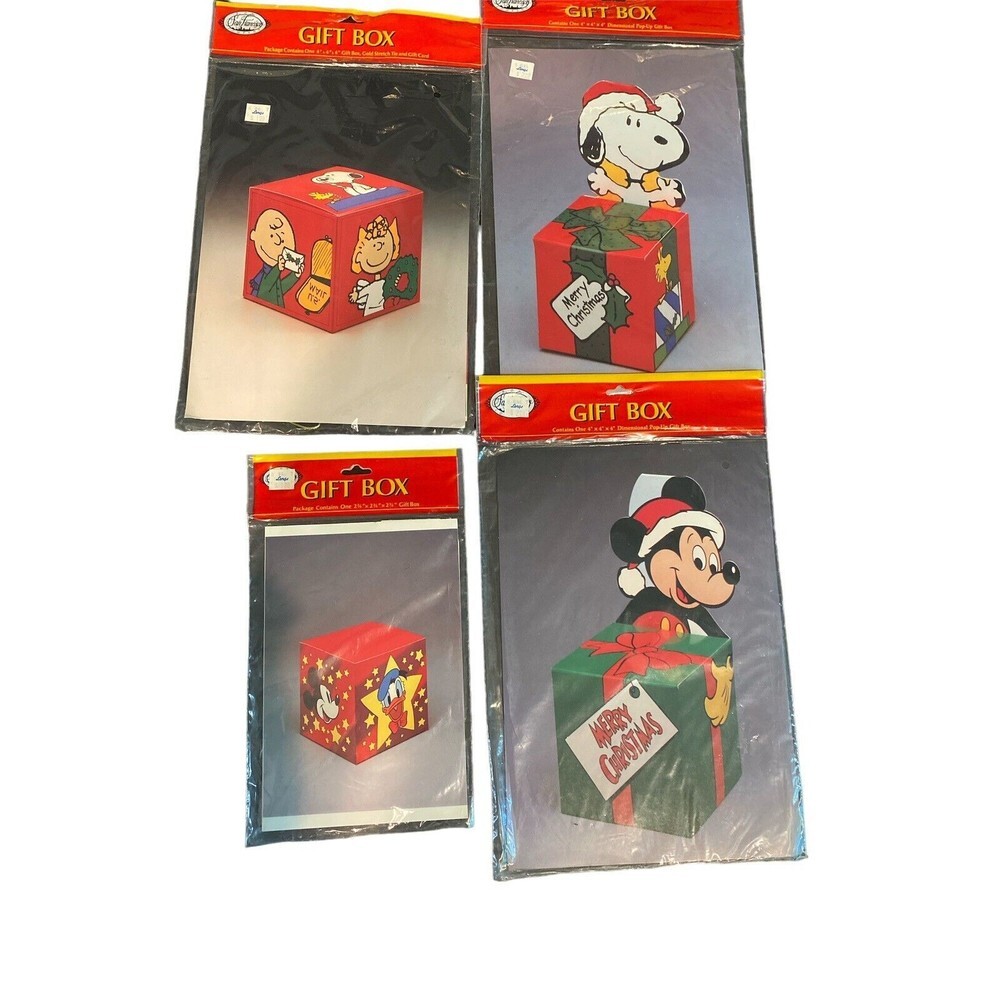 Snoopy Woodstock Disney Mickey Mouse Christmas Vintage Box Bundle Lot x 4